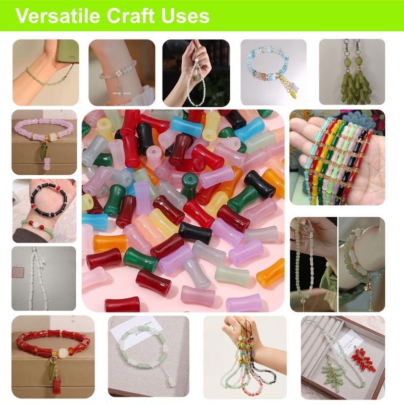 REVKI 6 * 12mm Glass Beads Bracelet Making Kit,600pcs 24 Colors Rice Shaped Natural Bamboo Crystal Beads for Jewelry Making,Teardrop Glass Beads for DIY Necklace Crafts - Image 4