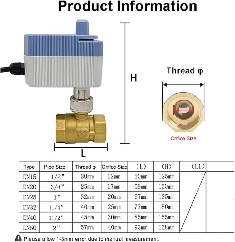 ACE391 0 5 بوصة 12 فولت تيار مستمر CR02 محرك صمام كرة نحاسي مقاوم للماء 220 فولت 24 فولت تجاوز يدوي - Image 5
