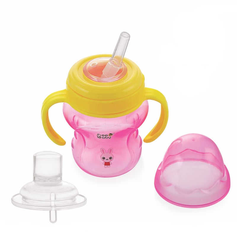 BEEBABY 2-in-1 Spout & Straw Sippy Cup with Detachable Handle- 150ml/5oz Leak Proof Baby Training Cup, Easy to Hold Grip, BPA Free Spill Proof Sipper Bottle for Kids 9 Months+ - Image 1