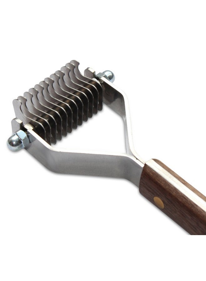 Mars Coat King Blunt Dematting Undercoat Grooming Rake Stripper Tool for Dogs and Cats, Stainless Steel with Wooden Handle, Made in Germany, 12-Blade - Image 3