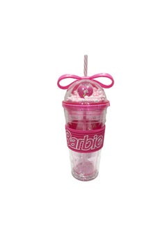 Miniso Barbie Pink Collection Bowknot Plastic Bottle with Straw 600mL 