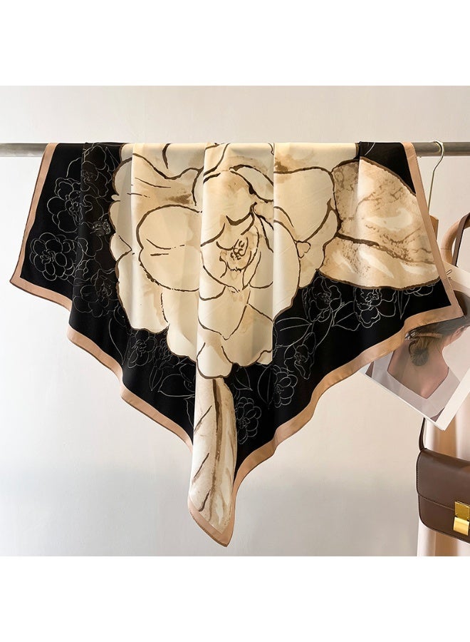 شابية وشاح مطبوع عليه زهور، وشاح حريري جديد من القطن والكتان، حجاب مثالي للفتيات (زهور) - Image 2