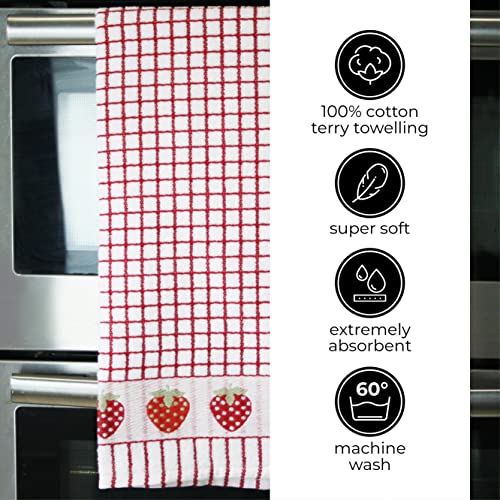 Samuel Lamont Poli-dri Jacquard Towel White with Red and Strawberries Trim - Image 2