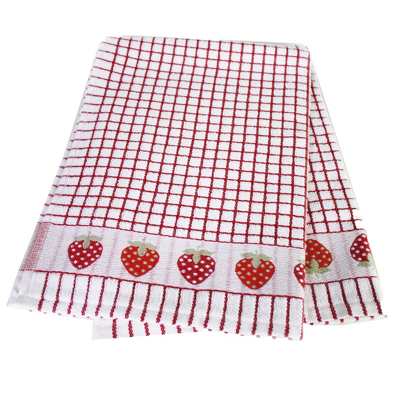 Samuel Lamont Poli-dri Jacquard Towel White with Red and Strawberries Trim - Image 5