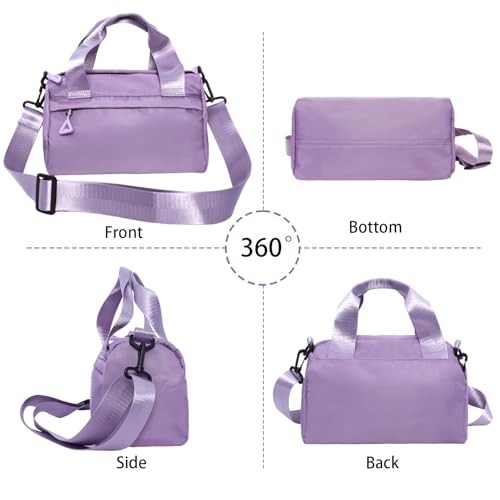 Hftjtsa Mini Black Gym Bag Sport Bag Adjustable Small Duffle Bag Detachable Strap Gym Tote For Women Small Duffle Bag (Purple) - Image 5