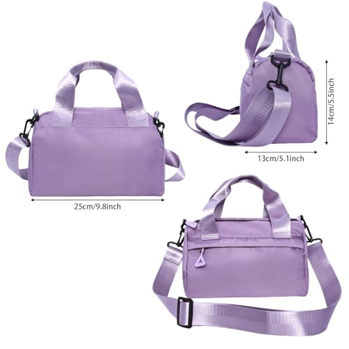 Hftjtsa Mini Black Gym Bag Sport Bag Adjustable Small Duffle Bag Detachable Strap Gym Tote For Women Small Duffle Bag (Purple) - Image 2