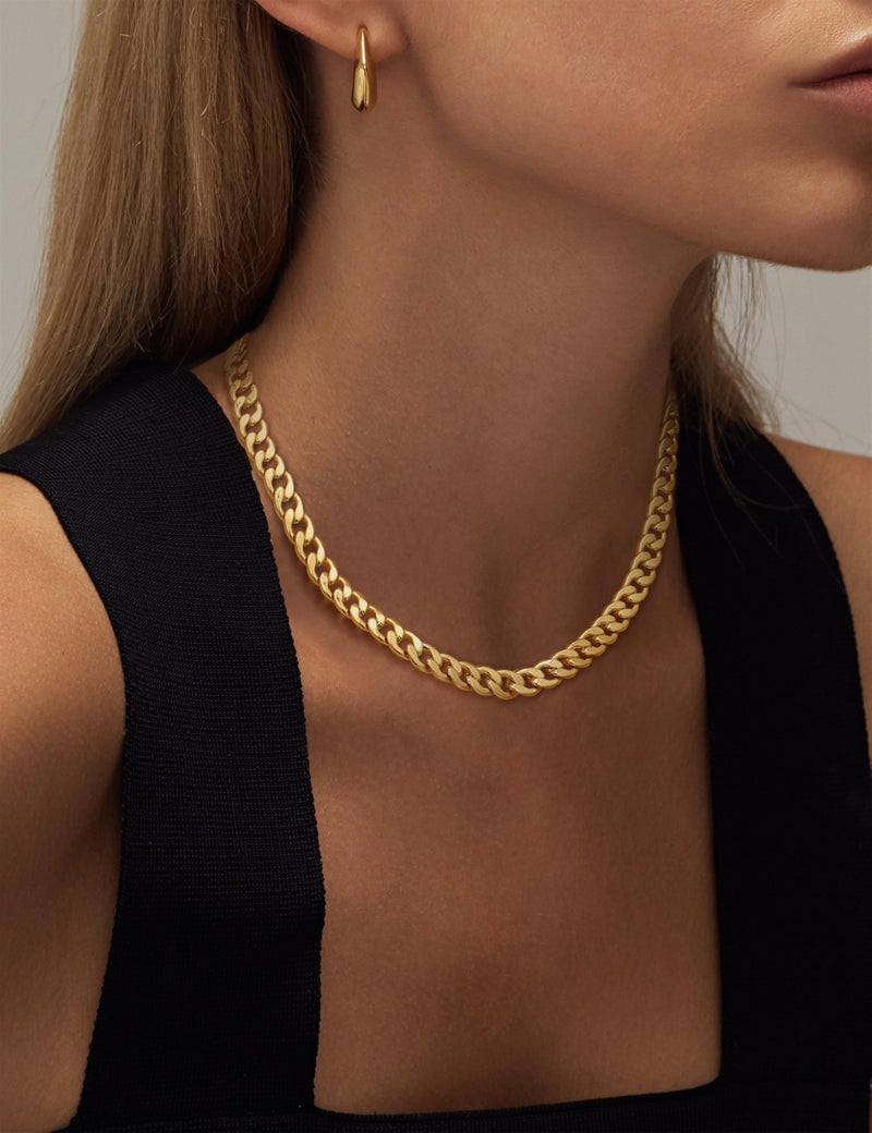 Moodear Gold Necklace for Women Chunky 14K Gold Plated Chain Necklace Cuban Link Chain Choker Necklace for Women Trendy Fashion Jewelry - Image 4