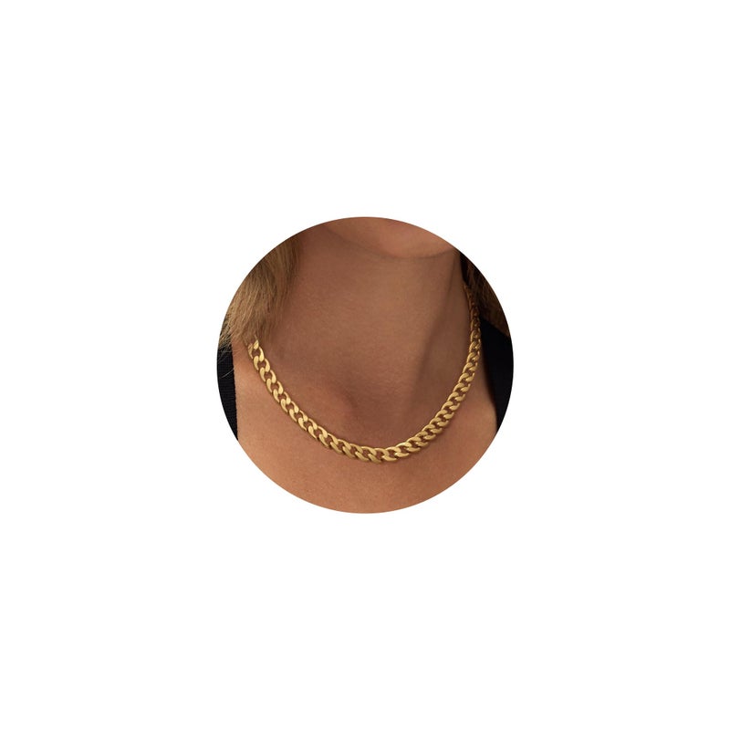 Moodear Gold Necklace for Women Chunky 14K Gold Plated Chain Necklace Cuban Link Chain Choker Necklace for Women Trendy Fashion Jewelry - Image 1