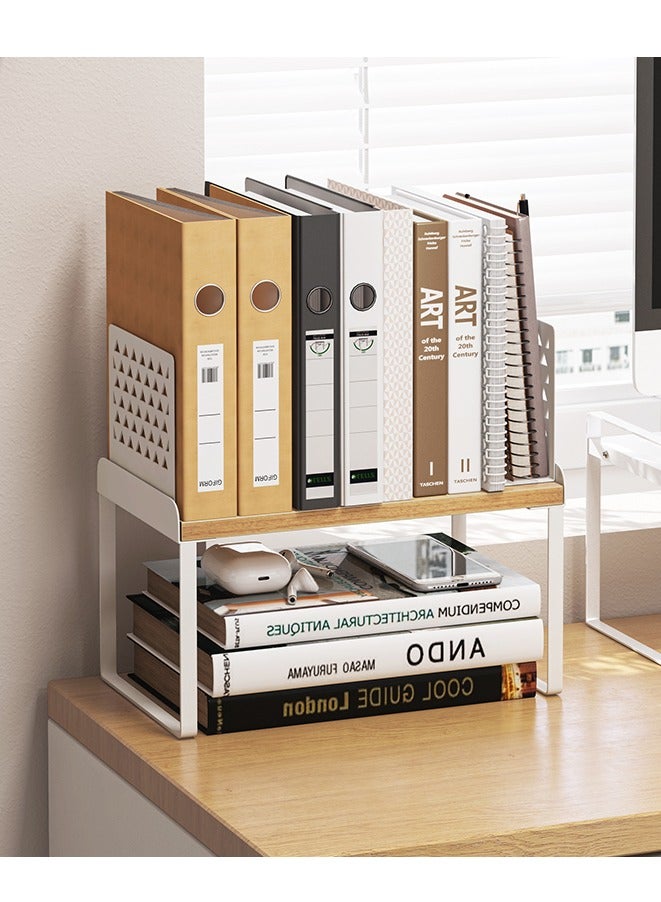 ركن الأخوات منظم رف خشبي للمطبخ - رف تخزين قابل للتكديس للخزائن والأسطح، متعدد الاستخدام للمخزن، الحمام، المكتب | خشب عسلي وابيض، 32 سم - Image 5