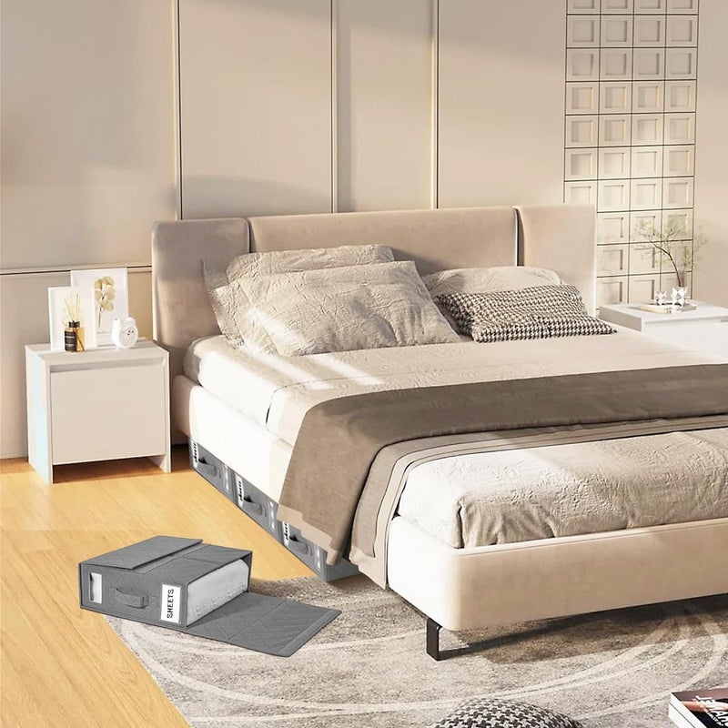 RENVA Storage Box Bed Sheet Organizer Foldable with Zipper Closet Organizer for BedsheetsBlanketsClothes Modern Grey 4 - Image 5