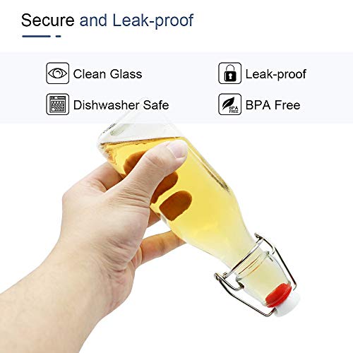 ZEBEIYU Swing Top Glass Bottles 8 oz with Airtight Lids for Home Brewing, Kombucha, Kefir, Vanilla Extract, Beer, Oil, Vinegar, Homemade Juices, Water,Soda Set of 9 - Image 3