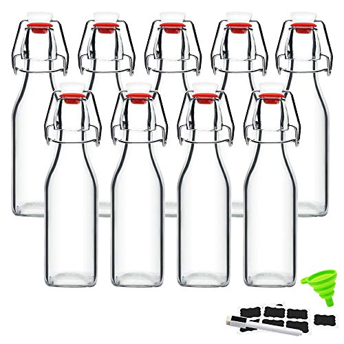 ZEBEIYU Swing Top Glass Bottles 8 oz with Airtight Lids for Home Brewing, Kombucha, Kefir, Vanilla Extract, Beer, Oil, Vinegar, Homemade Juices, Water,Soda Set of 9 - Image 1