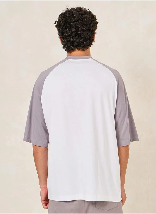 ستايلي Color Block Raglan Sleeves Boxy Fit T-Shirt