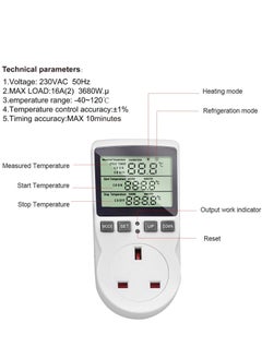 SYOSI SYOSI Digital Thermostat Temperature Controller Socket Outlet 230V 16A Timer Switch Plug with 1.7m Sensor Heating Refrigerator Thermostat Regulator for Greenhouse Reptile Terrarium Home  - Image 4