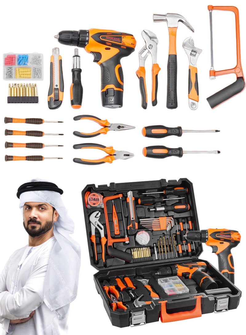 XiuWoo Cordless Drill Tool Kit 146-Piece Power Tool Household Tool Set with Electric Drill and Portable Tool Storage Case for Home Maintenance, DIY Projects, and Automotive Repair - Image 1