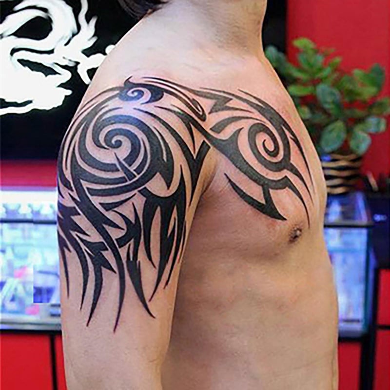 Large Tribal Temporary Tattoos Big Totem Tattoo Stickers for Men Guys Waterproof Arm Fake Tattoo for Rave Party Makeup 6Sheet