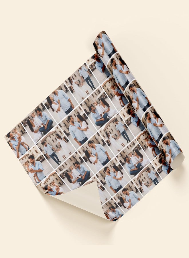 Bleu Reign BR Gift Shop Photo Grid Wrapping Paper | Upload Your Photos to Create a Custom Collage Gift Wrap | 24” W - Image 3
