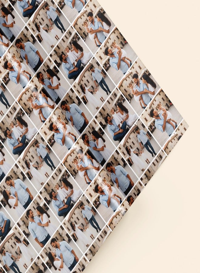Bleu Reign BR Gift Shop Photo Grid Wrapping Paper | Upload Your Photos to Create a Custom Collage Gift Wrap | 24” W - Image 2