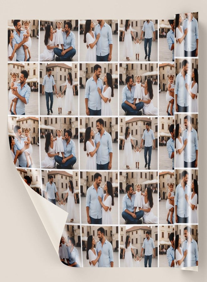 Bleu Reign BR Gift Shop Photo Grid Wrapping Paper | Upload Your Photos to Create a Custom Collage Gift Wrap | 24” W - Image 4