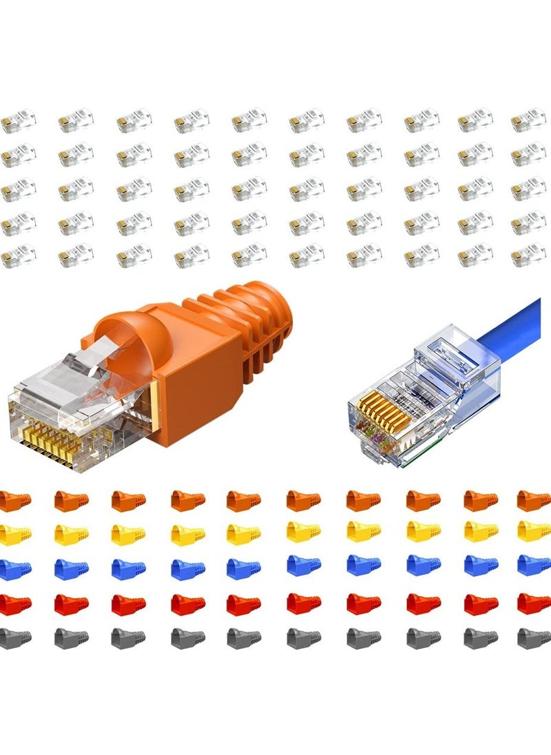 SYOSI - RJ45 connector cat6/cat5e connector 50 sets of ethernet CAT5e cable connectors are used for UTP network plugs of solid or standard cables - Image 1