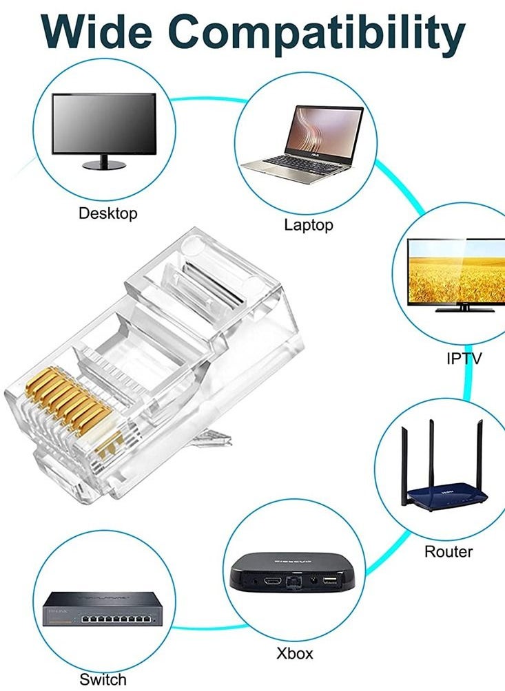 SYOSI - RJ45 connector cat6/cat5e connector 50 sets of ethernet CAT5e cable connectors are used for UTP network plugs of solid or standard cables - Image 1
