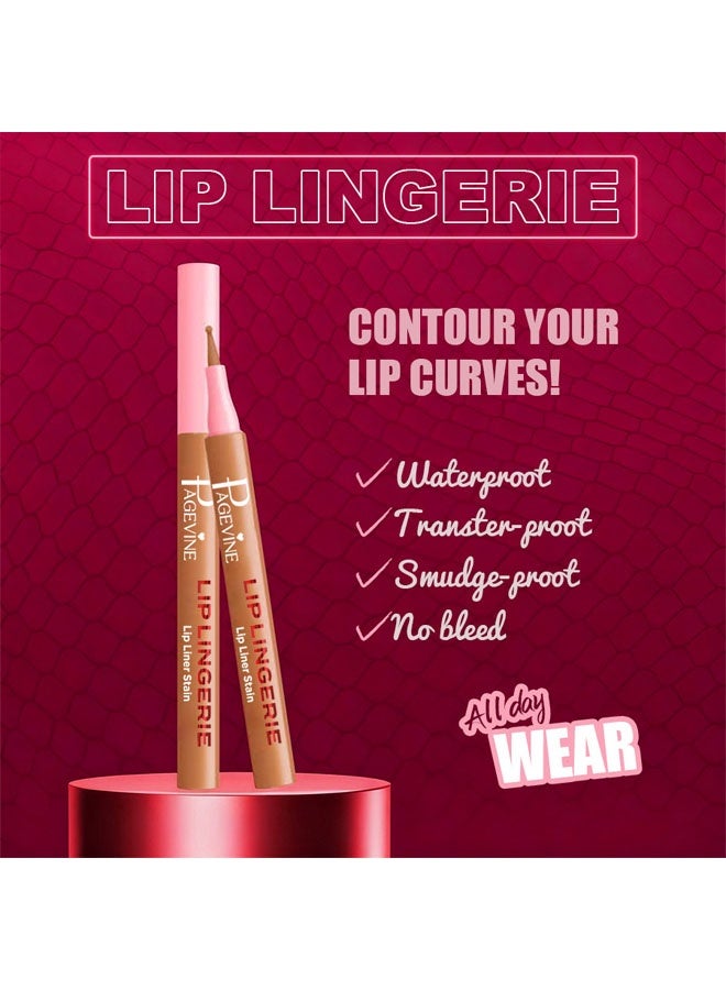PAGE VINE Lip Lingerie Lipliner Stain, Matte Seamless All Day Wear Waterproof Transfer Proof Smudge Proof Long Lasting Lip Makeup Precise Contour - Image 2