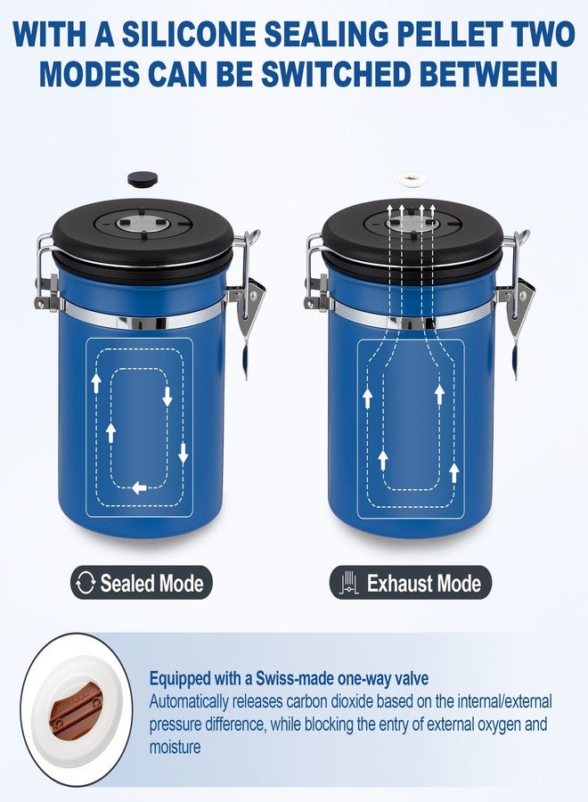 ShanSon Coffee Canister Airtight Coffee Container Stainless Steel Coffee Bean Storage Container with Scoop Coffee Canister for Beans Grounds Sugar Flour Tea Cereal,16OZ,Blue - Image 2
