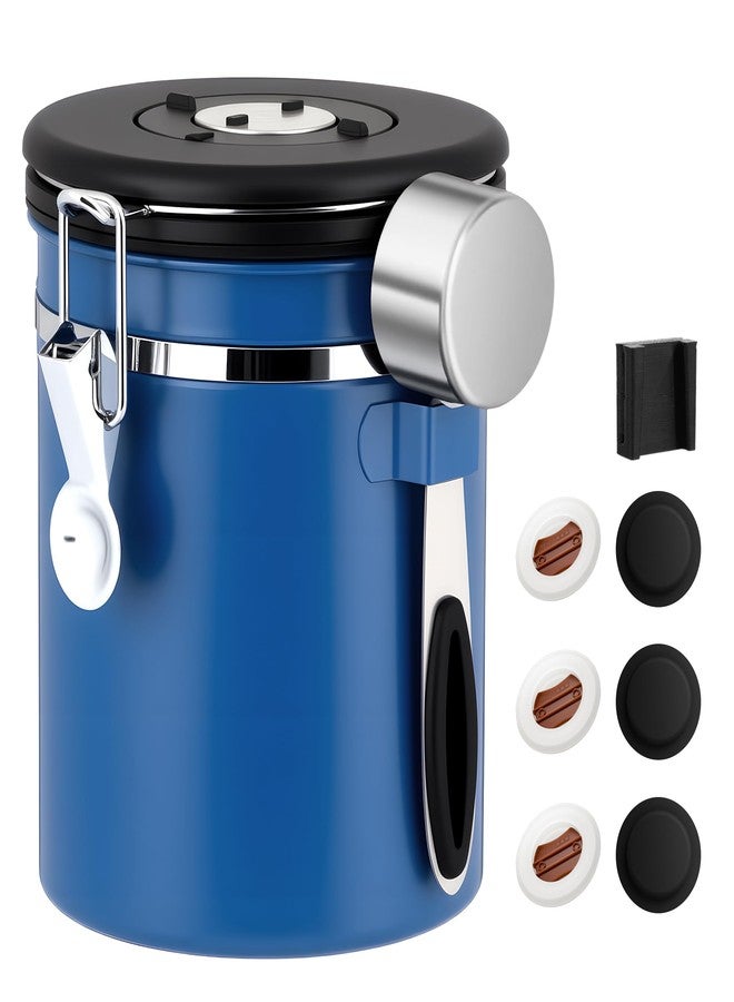ShanSon Coffee Canister Airtight Coffee Container Stainless Steel Coffee Bean Storage Container with Scoop Coffee Canister for Beans Grounds Sugar Flour Tea Cereal,16OZ,Blue - Image 1
