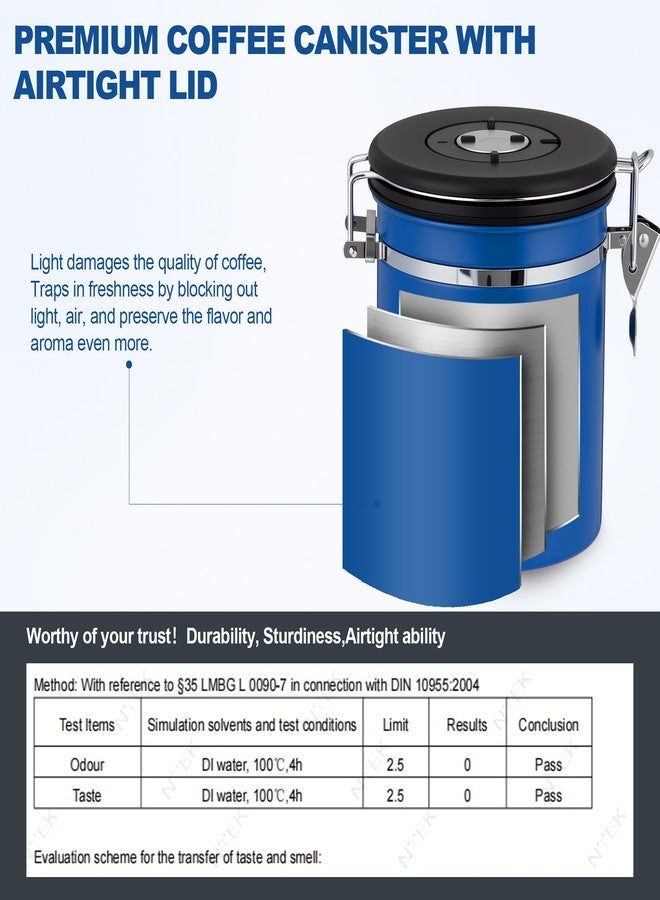 ShanSon Coffee Canister Airtight Coffee Container Stainless Steel Coffee Bean Storage Container with Scoop Coffee Canister for Beans Grounds Sugar Flour Tea Cereal,16OZ,Blue - Image 4