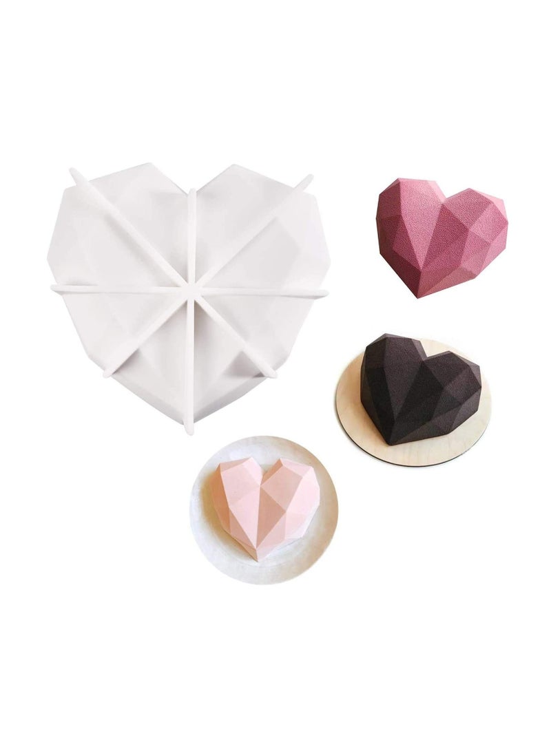 XiuWoo Silicone Large Heart Diamond Shaped Cake Mould Tray for Baking Chocolate Fondant (1 Heart) Oven Safe Mousse Dessert Pan - Image 1
