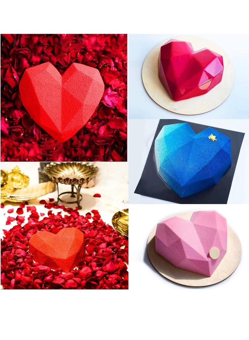 XiuWoo Silicone Large Heart Diamond Shaped Cake Mould Tray for Baking Chocolate Fondant (1 Heart) Oven Safe Mousse Dessert Pan - Image 4