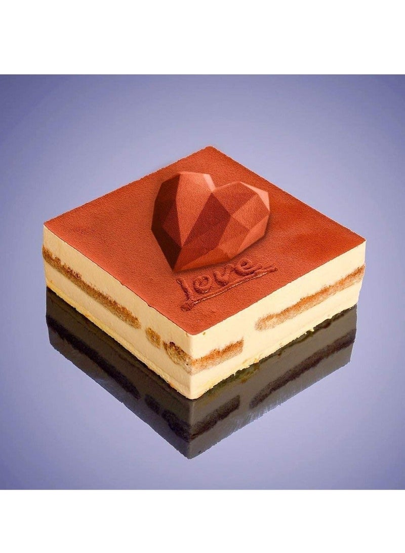 XiuWoo Silicone Large Heart Diamond Shaped Cake Mould Tray for Baking Chocolate Fondant (1 Heart) Oven Safe Mousse Dessert Pan - Image 3