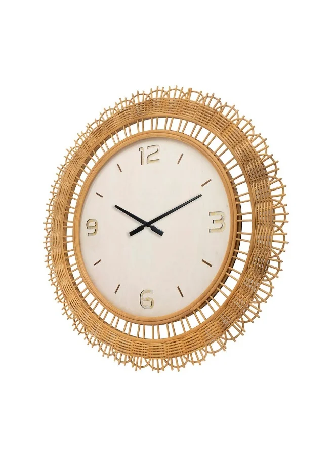 DANUBE HOME Danube Home Sansa Pp Like Jute Wall Clock - White 80X80X4.5 Stylish Wall Decor Modern Clocks For Home Decororation Elegant Plastic & Paper Design Clocks| Decorative Home Accessories