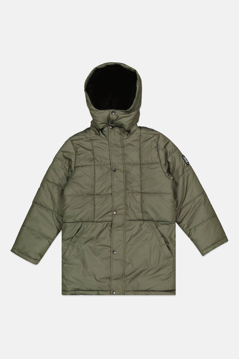 Bass Outdoor Kids Boy Plain Hooded Puffer Jacket, Olive - Image 1