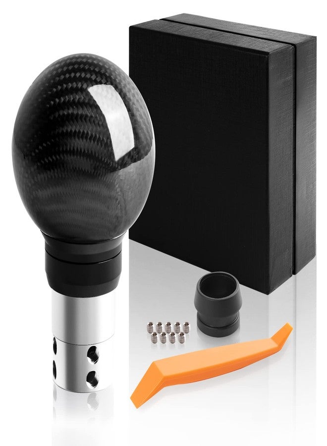 TEMSONE Universal Carbon Fiber Shift knob Round Ball Compatible with Lock/Button Automatic Transmission,Give for Boyfriend Father's Carbon Pattern Gear Shift Gift Box(Black) - Image 1