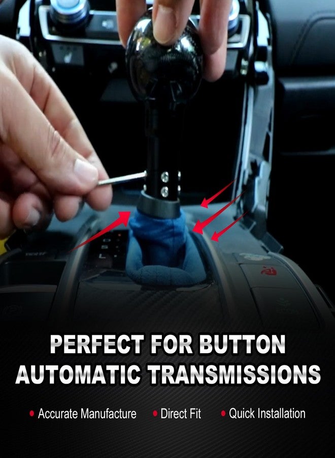 TEMSONE Universal Carbon Fiber Shift knob Round Ball Compatible with Lock/Button Automatic Transmission,Give for Boyfriend Father's Carbon Pattern Gear Shift Gift Box(Black) - Image 2