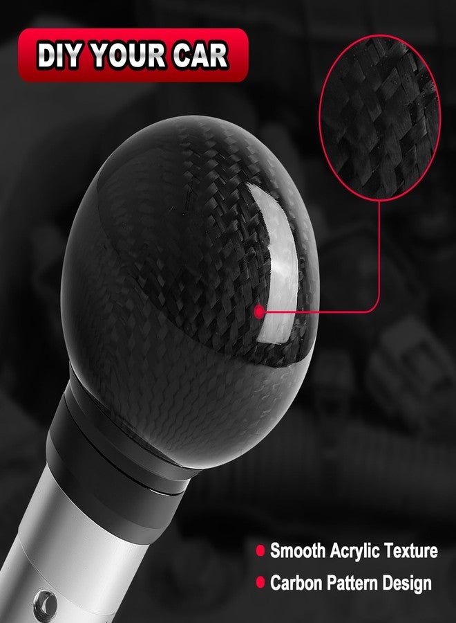 TEMSONE Universal Carbon Fiber Shift knob Round Ball Compatible with Lock/Button Automatic Transmission,Give for Boyfriend Father's Carbon Pattern Gear Shift Gift Box(Black) - Image 5