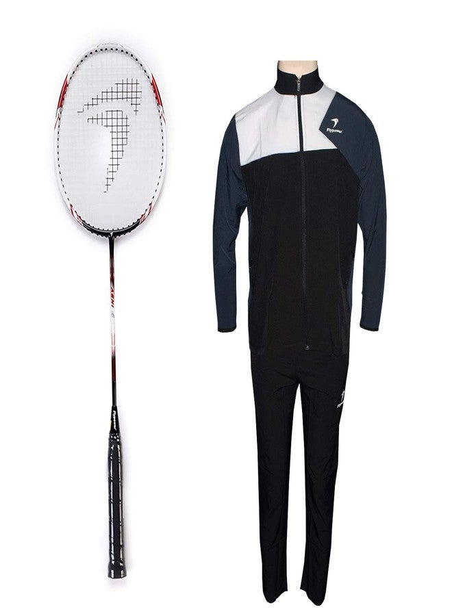 FLYPOWER Badminton Racket Composite Agni 4 With Composite Tracksuitfly Marathon White Black Size Xl - Image 1