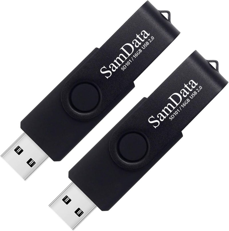 SamData 16GB USB Flash Drives 2 Pack 16GB Thumb Drives Memory Stick Jump Drive with LED Light for Storage and Backup (2 Pack Black) - Image 1