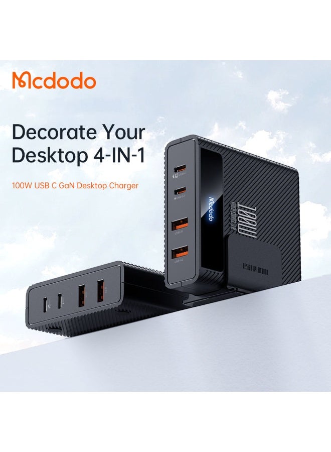 Mcdodo 100W Charger USB C 4-IN-1 2C2A 100W PD Charger Fast Charging Station With AC Cable 1.5Meter C Type 5A Charging Cable - Image 4