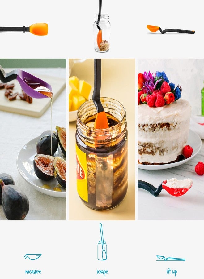 Dreamfarm Mini Supoon Non-Stick Sit-Up Silicone Scraping Cooking Spoon, Jar Scraper Measures 5ml Tsp - 8" Orange - Image 3