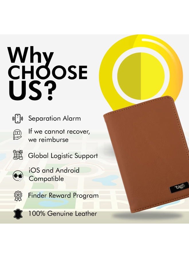 tag8 dolphin RFID blocking waterproof genuine leather wallet for men (tan) -passport & card holder wallet men | antitheft holder with bluetooth tracking, separation alert, android & IOS compatible - Image 4