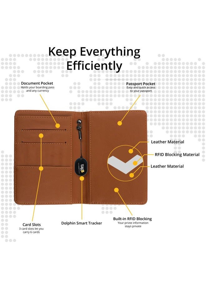 tag8 dolphin RFID blocking waterproof genuine leather wallet for men (tan) -passport & card holder wallet men | antitheft holder with bluetooth tracking, separation alert, android & IOS compatible - Image 3