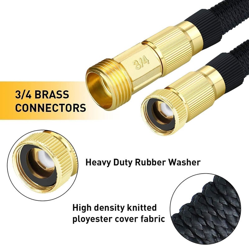 TDOO 100ft Expandable Garden Hose, Three Times Shrink with 8 Nozzle Patterns, Extra Strength Fabric Double Latex Core Hose, for Garden House Cleaning Pet Bathing Car Washing - Image 5