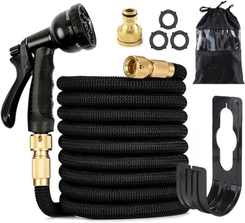 TDOO 100ft Expandable Garden Hose, Three Times Shrink with 8 Nozzle Patterns, Extra Strength Fabric Double Latex Core Hose, for Garden House Cleaning Pet Bathing Car Washing - Image 1