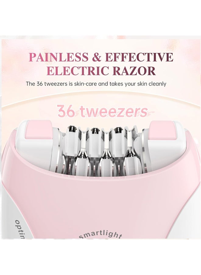 Keda Epilator Hair Removal for Women, 2 Level Adjustable, Rechargeable, Suitable for Face, Arms, Legs, Underarms, Painless Electric Women Shaver, Portable Pink White - Image 4