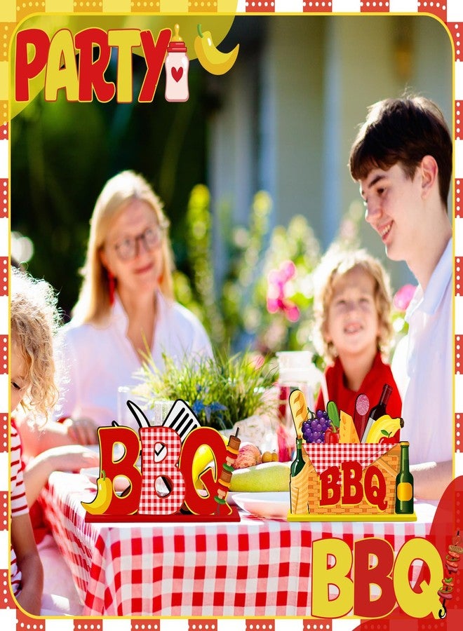 Pickmesh 6 Pcs BBQ Wooden Table Centerpieces BBQ Wood Tabletop Signs Barbecue Themed Party Decorations Home Decoration Birthday Baby Shower Decorations for Summer Carnival Party Picnic Supplies - Image 5