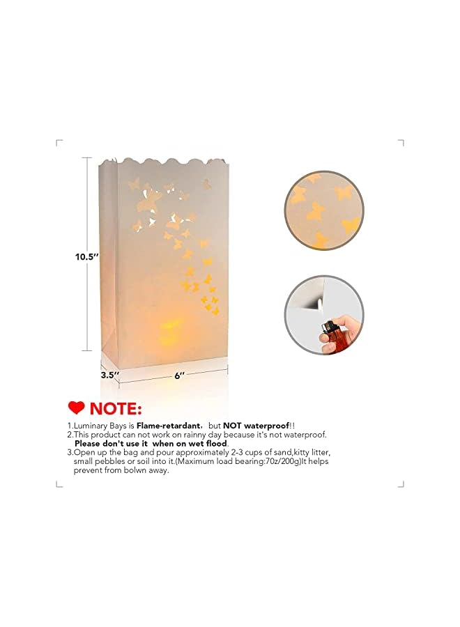 The Bros 24 Flameless Tea Lights & 24 Butterfly Shape Luminary Bag Set, Battery Operated LED Tea Lights & Butterfly Luminary Bags, Fake Candles with Realistic Flame for Wedding, Party, Christmas - Image 3