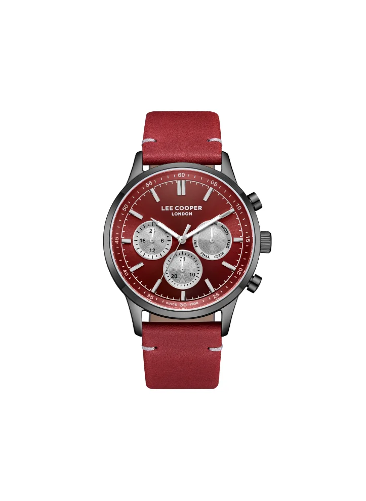 لي كوبر LEE COOPER LC08001.688 Men Multi Function Display Watch & Leather Strap Red