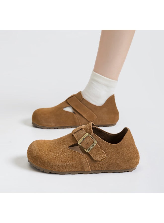Pull Back Warrior Women's Slippers Autumn New Flat Comfortable Birkenstock Style Wxp2699 Size 35 Camel - Image 3